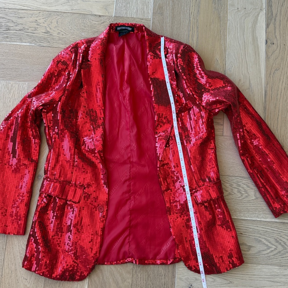 Vibrant Red Sequin Blazer - Picture 6 of 8